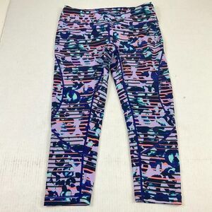 Zella Womens Cropped Leggings Colorful Print Stretch Mid Rise Gym Yoga M Medium